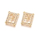 Brass Micro Pave Clear Cubic Zirconia Pendants&nbsp;ZIRC-G152-45G-1