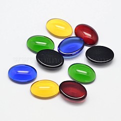 楕円形のガラスカボション  ミックスカラー  13x18mm