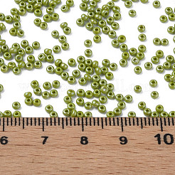 11/0 チェコ不透明ガラスシードビーズ  光沢のある  ラウンド  オリーブドラブ  2.2x1.5mm  穴：0.7mm  約500 G /袋&nbsp;SEED-N004-003B-07