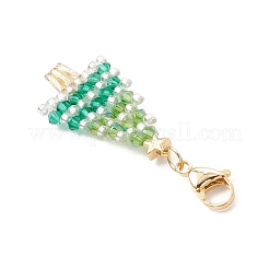 Christmas Trees Glass Seed Beaded Pendant Decorations&nbsp;HJEW-MZ00335