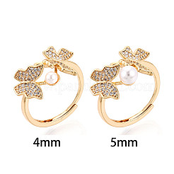 Butterfly Brass Micro Pave Clear Cubic Zirconia Cup Peg Ring Settings&nbsp;KK-T076-20G