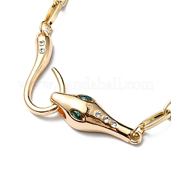 Rhinestone Snake Pendant Necklaces with Paperclip Chains&nbsp;NJEW-R261-01G
