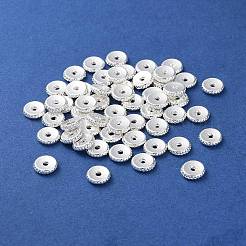 合金のスペーサービーズ  長持ちメッキ  ディスク  銀  6x1.4mm  穴：1mm&nbsp;PALLOY-F309-29S