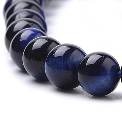 天然石タイガーアイビーズ連売り  染め  ラウンド  ブルー  8mm  穴：1mm  約47個/連  15.2インチ&nbsp;G-S259-03B-8mm