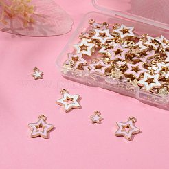 80個4スタイルアロイエナメルペンダント  スター  ライトゴールド  ミックスカラー  20個/スタイル&nbsp;ENAM-LS0001-27LG