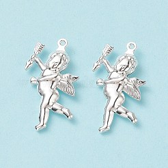 304ステンレスペンダント  中空キューピッド/ケルビム  銀  29x16.5x5mm  穴：1mm&nbsp;STAS-H413-14S