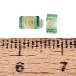 2穴透明ガラスシードビーズ  アンティークスタイル  長方形  ミディアムシーグリーン  4.5~5.5x2x2~2.5mm  穴：0.5~0.8mm&nbsp;LS-SEED-S023-30B-22