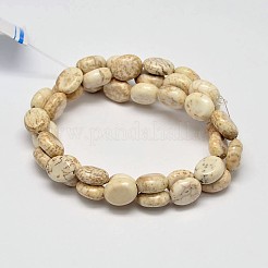 平らな楕円形の天然マグネサイトビーズ連売り  乳白色  10x8x4mm  穴：1mm  約40個/連  15.6インチ&nbsp;G-M138-33