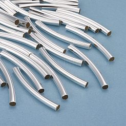 真鍮製チューブビーズ  長持ちメッキ  カーブビーズ  チューブ  925銀メッキ  40x4mm  穴：3mm&nbsp;KK-Y003-89D-S