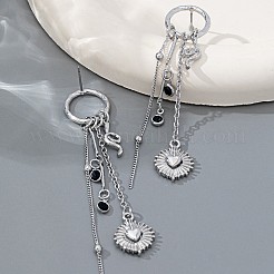 女性用合金ラインストーンスタッドピアス  蛇と心  銀  84x17mm&nbsp;WG48D01-01