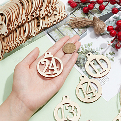 Number 1~ 24 Unfinished Wood Lantern Pendant Decorations&nbsp;HJEW-WH0042-92