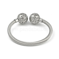 Hollow Round Brass Open Cuff Bangles&nbsp;BJEW-Z074-04P