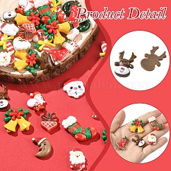 クリスマスをテーマにした不透明樹脂カボションセット 90スタイル 18個  混合図形  ミックスカラー  18~30x14~25x3.5~8.5mm  5個/スタイル&nbsp;CRES-YW0002-69