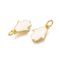 真鍮製エナメルチャーム  丸カン付き  hamsa hand/hand of miriam チャーム  ラックめっき  カドミウムフリー＆鉛フリー  長持ちメッキ  ゴールドカラー  ミックスカラー  13x8.5x1mm  穴：3mm&nbsp;KK-C106-10G