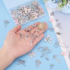 75pcs3スタイルチベットスタイルアロイペンダント  ちょう結びのチャーム  ミックスカラー  9~46.5x9.5~42.5x1.5~6.5mm  穴：1~3mm&nbsp;FIND-PH0062-09