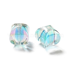 ツートン UV メッキ レインボー虹色アクリル ビーズ  長方形  ライトスカイブルー  15~15.5x14x14mm  穴：2.7mm&nbsp;LS-TACR-D010-04E