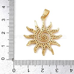 真鍮製マイクロパヴェキュービックジルコニアペンダント  太陽  ゴールドカラー  31x28x3mm  穴：5x3mm&nbsp;X-KK-K303-01G