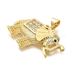 Brass Micro Pave Cubic Zirconia Pendants&nbsp;KK-C087-23G
