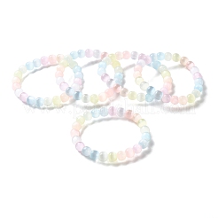 Dyed Natural Selenite Round Beaded Stretch Bracelets for Women&nbsp;BJEW-G731-01B
