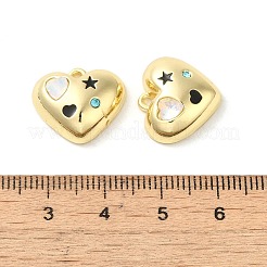 合金マイクロ舗装キュービックジルコニアチャーム  ラインストーンとエナメル  ハート  透明  15x17x6mm  穴：1.2mm&nbsp;LS-PALLOY-H143-01G-02