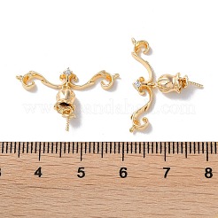 真鍮パヴェキュービックジルコニアペグベイル  片穴パーツ用  花  18KGP本金メッキ  16.5x25x5mm  穴：0.9mm  ピン：0.7mm&nbsp;KK-F867-41G