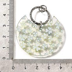 印刷されたアクリルパーツ  オブラートとクローバー  プラチナループ付き  グリーン  46.5x40x2mm  穴：5.5mm&nbsp;FIND-B045-12