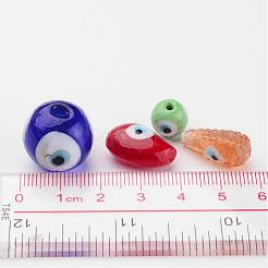 手作りのナザールボンジュウのランプワークビーズ  混合形状  ミックスカラー  6~28x6~28x3~16mm  穴：1~2mm&nbsp;LAMP-MSMC003-01