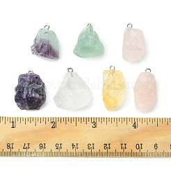 7 個 7 スタイル生のラフ天然石ペンダント  ナゲットチャーム  プラチナメッキ鉄ループ付き  21~34.5x15~25.5x10~17mm  穴：2mm  1個/スタイル&nbsp;G-FS0005-76