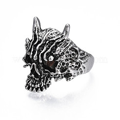 Gothic Punk Skull Alloy Open Cuff Ring for Men Women&nbsp;RJEW-T009-60AS