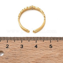 304ステンレススチール製マイクロパヴェキュービックジルコニアカフオープンリング  ラウンド  ゴールドカラー  5.5mm  内径：17mm&nbsp;CU-CBA46D5-01G