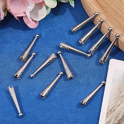 亜鉛合金コードエンド12個  ボロタイエンドキャップ  コーン  プラチナ  34x6mm  内径：5mm&nbsp;FIND-CA0011-78P