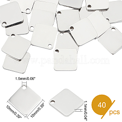 304ステンレススチールチャーム40個  菱形  ステンレス鋼色  10x1.1mm&nbsp;STAS-DC0006-78
