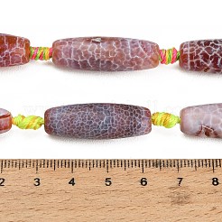 染色・加熱された天然ファイヤーアゲートビーズ連売り  ライス  チョコレート  29~31x12~15mm  穴：1~1.4mm  約11個/連  15.75''~16.54''（40~42センチメートル）&nbsp;GG-CBAB9C6-A02-01