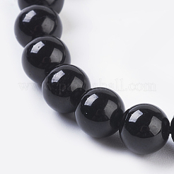 天然石トルマリンビーズ連売り  ラウンド  ブラック  6mm  穴：1mm  約32個/連  7.8インチ&nbsp;X-G-G099-6mm-11