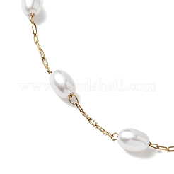 304 Stainless Steel and ABS Imitation Pearl Chain Necklaces&nbsp;NJEW-JN05266