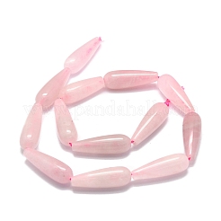 天然石ローズクォーツビーズ連売り  水滴  30x10mm  穴：1.4mm  約13個/連  15.75''（40センチメートル）&nbsp;G-E576-32