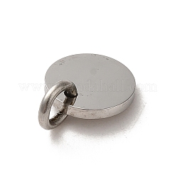 変色しない304ステンレススチールチャーム  丸カン付き  フラットラウンドのチャーム  ステンレス鋼色  10x1.5mm  穴：3.7mm&nbsp;STAS-L022-313P