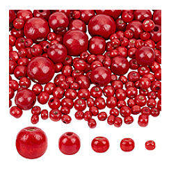 1005Pcs 5 Styles Dyed Natural Wood Beads&nbsp;WOOD-PH0003-42A