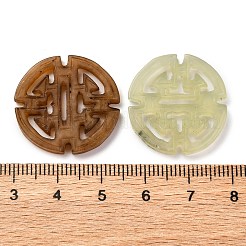 染色された天然秀岩翡翠彫刻長寿ペンダント  幸運を祈るフラットラウンドいチャーム  ミックスカラー  24~25x23~23.5x2.5~3mm&nbsp;G-M195-01