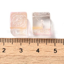 透明ガラスビーズ  キューブ  ピンク  10x11x11mm  穴：1.5mm&nbsp;GLAA-A012-04H