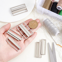 長方形合金ウエストベルトバックル5個  衣服アクセサリー装飾用  プラチナ  45x27x6mm  内径：41x5mm&nbsp;FIND-PH0027-19