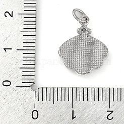 真鍮製マイクロパヴェキュービックジルコニアペンダント  シェルと  長持ちメッキ  鉛フリー＆カドミウムフリー  オーバル  プラチナ  17x13.5x4mm  穴：3mm&nbsp;KK-U032-07P