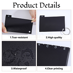 紙のメモ  プラスチック製バインダー仕切りと鉄製リング付き  長方形  ブラック  127x76x0.2mm  穴：8mm&nbsp;AJEW-WH0752-454
