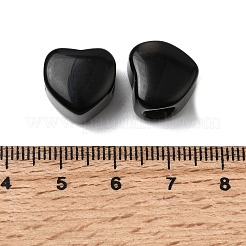 天然黒曜石のヨーロッパ産ビーズ  ハートに大きな穴ビーズ  13x14.5~15x10.5~11mm  穴：5.5~5.6mm&nbsp;G-C269-01C