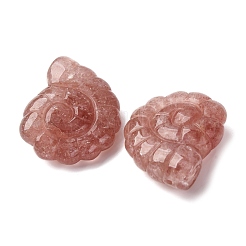 天然イチゴクォーツペンダント  上部に穴が開けられた両面彫刻のオウムガイ  29x25x9.5mm  穴：1mm&nbsp;G-NH0065-01I