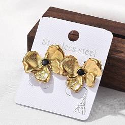 女性用304ステンレススチールスタッドピアス  蝶結び  ゴールドカラー  18.5x22.5mm&nbsp;EJEW-K306-33G