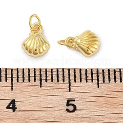 丸カン付きスターリングシルバーシェルチャーム925個  ゴールドカラー  6x5x1.5mm  穴：1.3mm&nbsp;STER-K181-07G