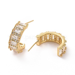 Clear Cubic Zirconia Arc Stud Earrings&nbsp;EJEW-F298-07G