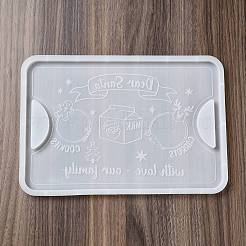 ハンドル付きのDIYトレイプレートシリコンモールド  レジン型  クリスマスをテーマにした長方形  ホワイト  200x298x11mm  穴：70x25mm  内径：188mm&nbsp;LS-DIY-I099-61