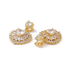 Brass Cubic Zirconia Slide Charms&nbsp;KK-B061-07G